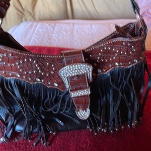 Medium size black, brown, purse